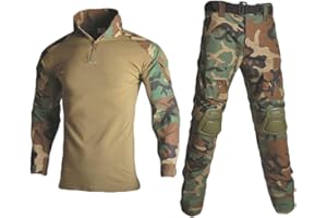 HARGLESMAN Men's Tactical Military Suits Long Sleeve Fitting Amry Uniforms Combat Shirt and Pants with Knee Pads