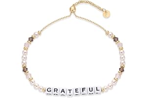 PAVOI 14K Gold Plated Colored Mantra Evil Eye Beaded Gemstone Bracelets for Women | Adjustable Friendship Beaded Bracelets with Words | I Am Enough Fearless Breathe Good Energy In My Era Grateful You Got This Affirmation Bracelet