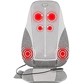 HoMedics Shiatsu + Kneading & Vibration Massage Cushion with Heat, Deep Kneading, Handheld Remote, Lumbar Vibration Waves, 3 Massage Zones, Upper, Lower,Full Back,Fits Most Chairs, Premium Fabric,Grey