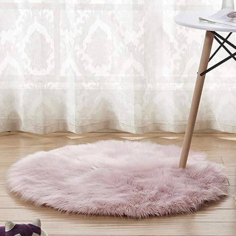 Cynyy Alfombra Redonda Moderna Suave Y Esponjosa Artificial Alfombra De