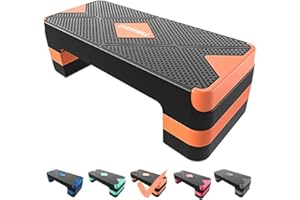 EVERYMILE Aerobic Exercise Step, Adjustable Aerobic Stepper for Exercise, Workout Step Platform, Step Up Box, 26.5" Step Deck with 4” 6” 8” Adjustable Height Risers, Women Home Gym Fitness
