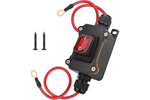 Linkstyle Waterproof Inline Cord Switch, DC12-24V DPST On Off Toggle Switch with Red Light & 10 AWG Cable Wire for Outdoor El