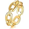 VNOX 18K Gold Plated/Silver Stainless Steel Cuff Link Ring for Women