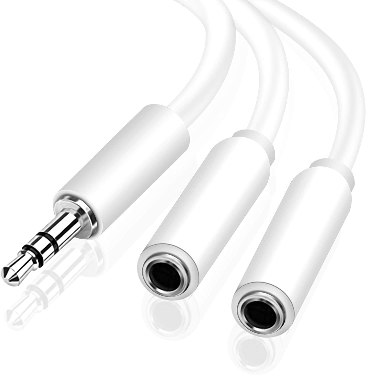 iSOUL 3.5 mm Dual Jack Stereo Male to Female Headset Headphone Adapter Earphone Splitter for Apple iPhone, iPad, iPod, Samsung, mp3, MacBook, Laptop, Note, tablet and more