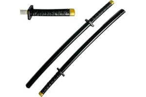 QUEQUAQUI Set of Two 26 1/2 Inch Japan Samurai Pu Foam Blade Anime Sword Ninja Katana, Play, Fencing, Fun, Birthday, Halloween