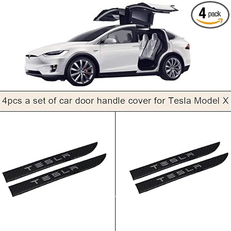 Topfit Car Carbon Door Handle Cover Trims Carbon Fiber Decorative Handle Protector Sticker For Tesla Model X