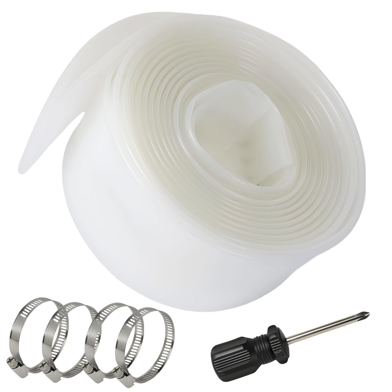 Photo 1 of 2 Inch x 32 Ft Transparent Pool Backwash Hose, PVC Heavy Duty Backwash Hose for Pool Pump with 4 Clamps & Screwdriver