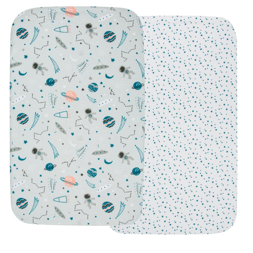 Flyideas 2-Piece Bedding Set for Cots and Cribs – 2 Cotton Fitted Sheets, 140x70 cm – Hypoallergenic, Soft, Breathable Baby Cot Sheets