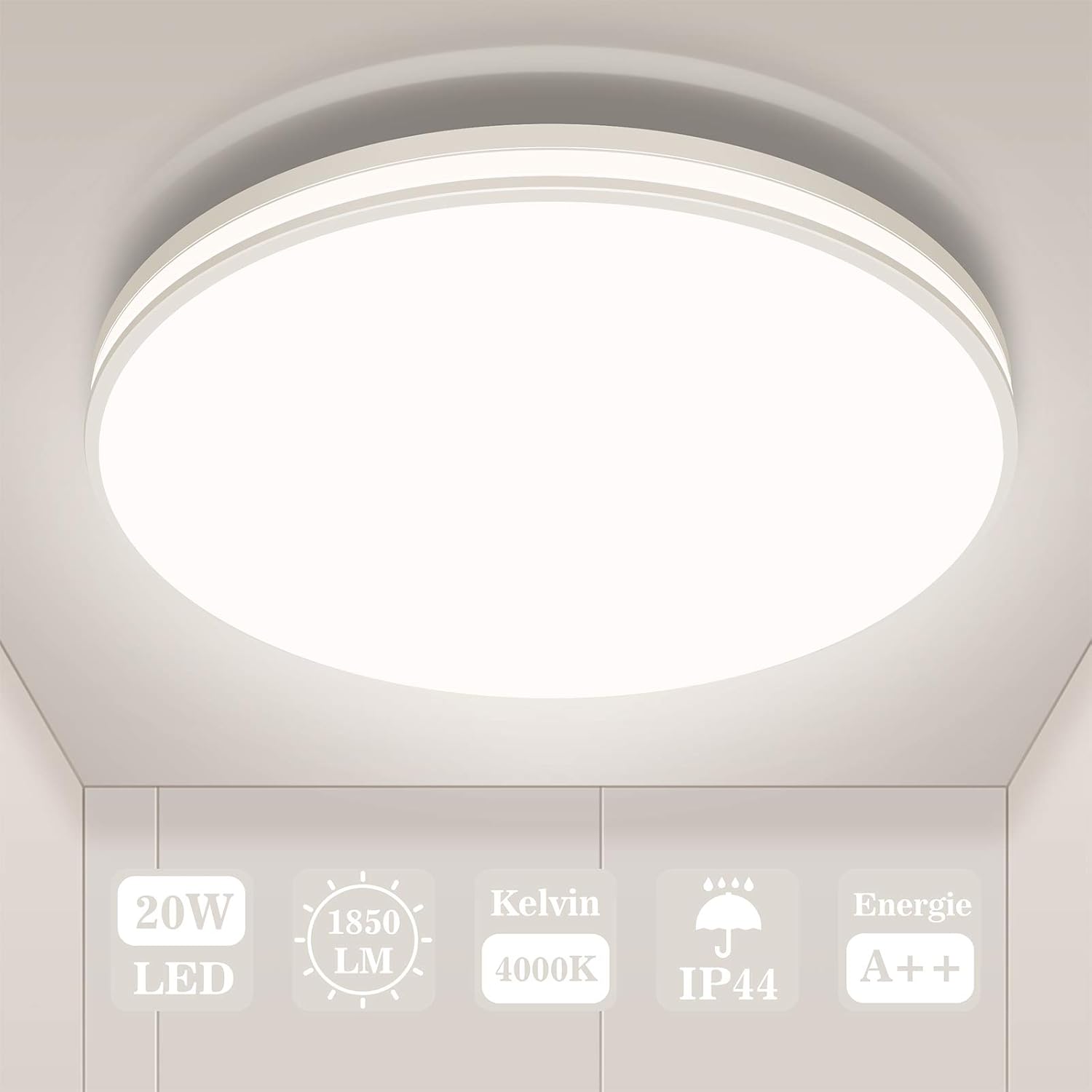 Bathroom Light Waterproof, Öuesen Led Ceiling Light Natural White 4000K