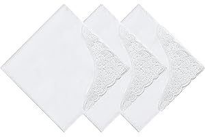 PACGOTH Women’s Handkerchiefs 100% Cotton, Ladies Embroidery Handkerchiefs, Dainty White Lace Weddings Hanky Gift for Her, Pa