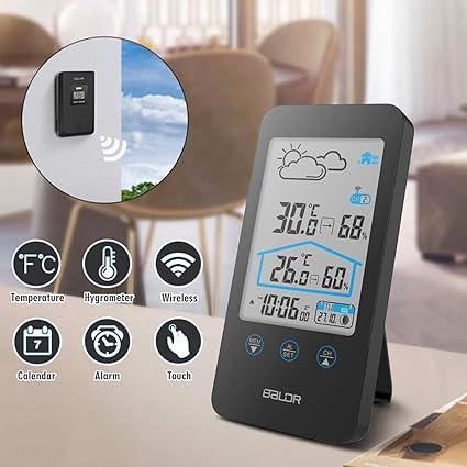 Shopystore Wireless LCD Digital Moon Phase Indoor Outdoor Thermometer Hygromete