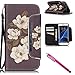 Galaxy S7 edge Case, Firefish Kickstand Flip [Card Slots] Wallet Cover Double Layer Bumper Shell with Magnetic Closure Strap Case for Samsung Galaxy S7 edge-Begonia