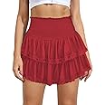 MIYIEONZ Women's Cute High Waist Ruffle Mini Skirt Layered Ruffle Hem Flared Flowy Casual Swing Beach Mini Short Skirt