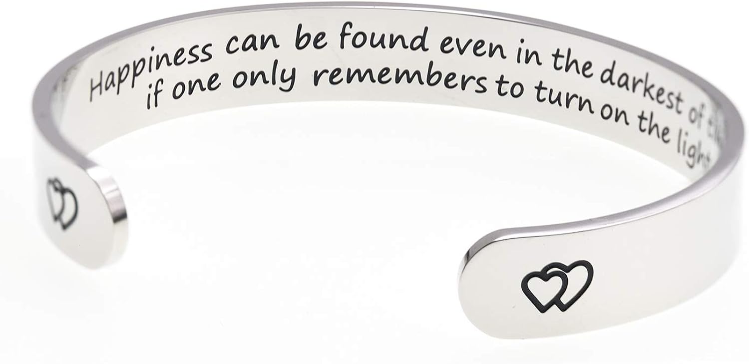 LParkin Happiness can be Found Even in The Darkest of Times Encouragement Jewellery Bracelet Decorations Inspirational Motivational Gift - Image 3