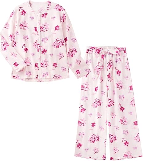 Amazon ピーチ ジョン ルームウェア 柔らかく優しい着心地のコットンガーゼ ダブルガーゼコットン シャツパジャマ 綿 レディース フラワーpk 日本 S M 日本サイズs M相当 パジャマ ルームウェアセット 通販
