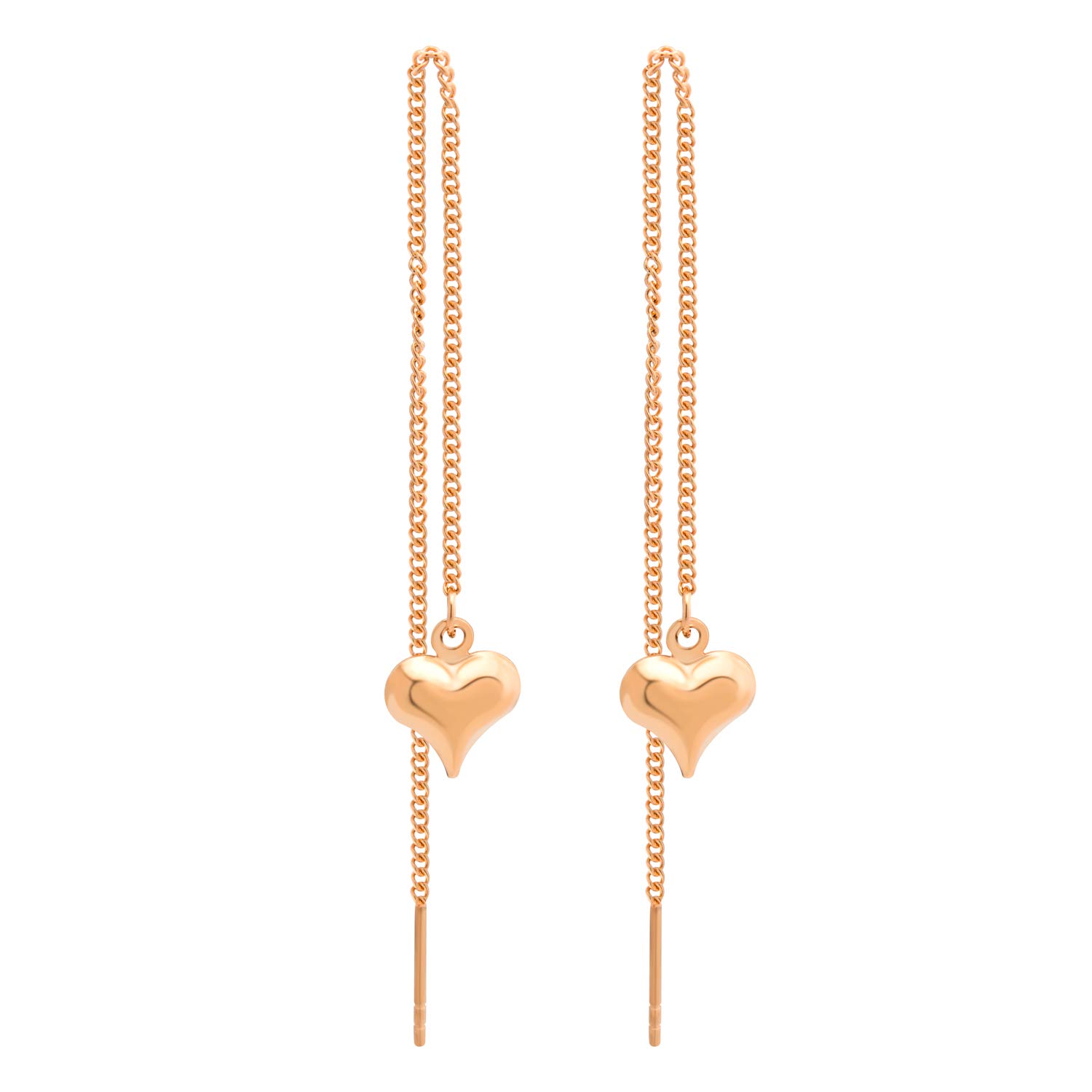 555Jewelry Womens Heart Cute Shape Love Stainless Steel Charm Fine High Fashion Romantic Gifts Ladies Delicate Stylish Chain Link Accessories Jewelry Dangle Drop Earring, Pink Rose Gold