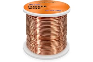 UCINNOVATE 99.9% Soft Copper Wire, 16 Gauge (1.23mm Diameter) Bare Copper Wire for Gardening, 127 Feet 39m, 1 Pound Spool 16 Gauges Pure Copper Wire, 16 AWG Copper Wire for Electroculture Jewelry Making Crafts