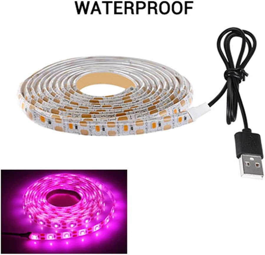 Qinyongani LED Grow Light Strip Full Spectrum Waterproof Grow Light 60 LEDs/Meter for Indoor Plants