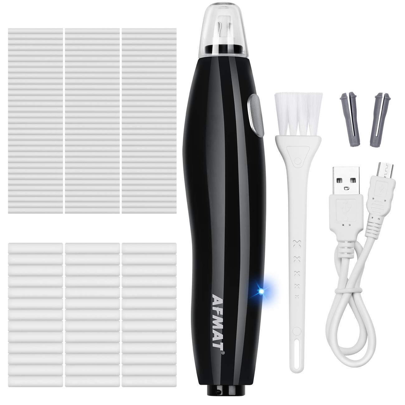 Electric Eraser Rechargeable Battery Black with 140 Eraser Refills for