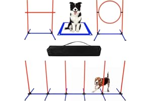 MAICOBI Dog Agility Course Backyard Set 4-Piece Agility Training Equipment with Jump Bar, Hoop, Weave Poles, Pause Box & Bag – Indoor/Outdoor Dog Obstacle Course & Exercise Playset (5)