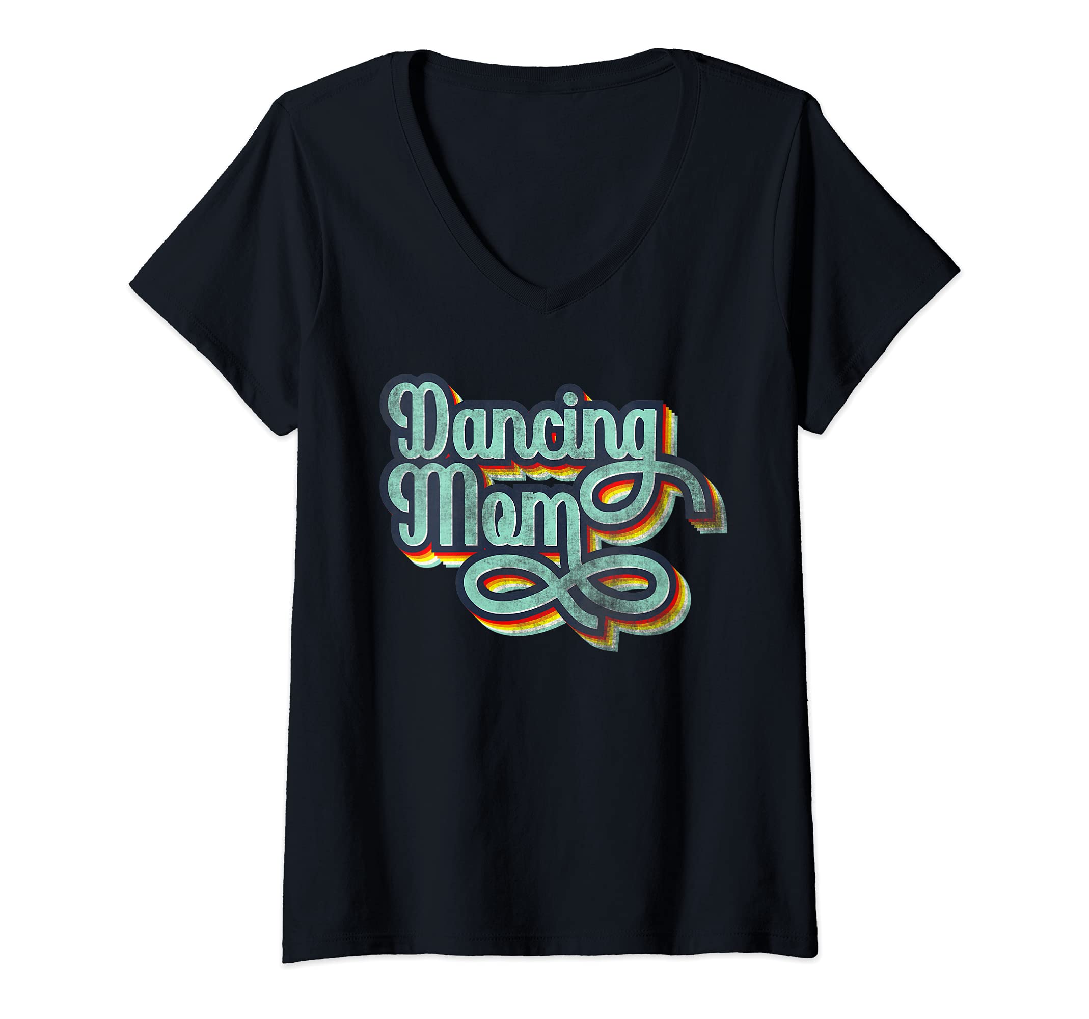 Womens Disco Dancing Mom V-Neck T-Shirt