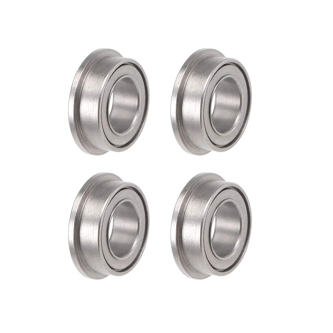 sourcing map MF74ZZ Flanged Ball Bearing 4x7x2.5mm Shielded Chrome Steel Flange Rip Bearings 4pcs