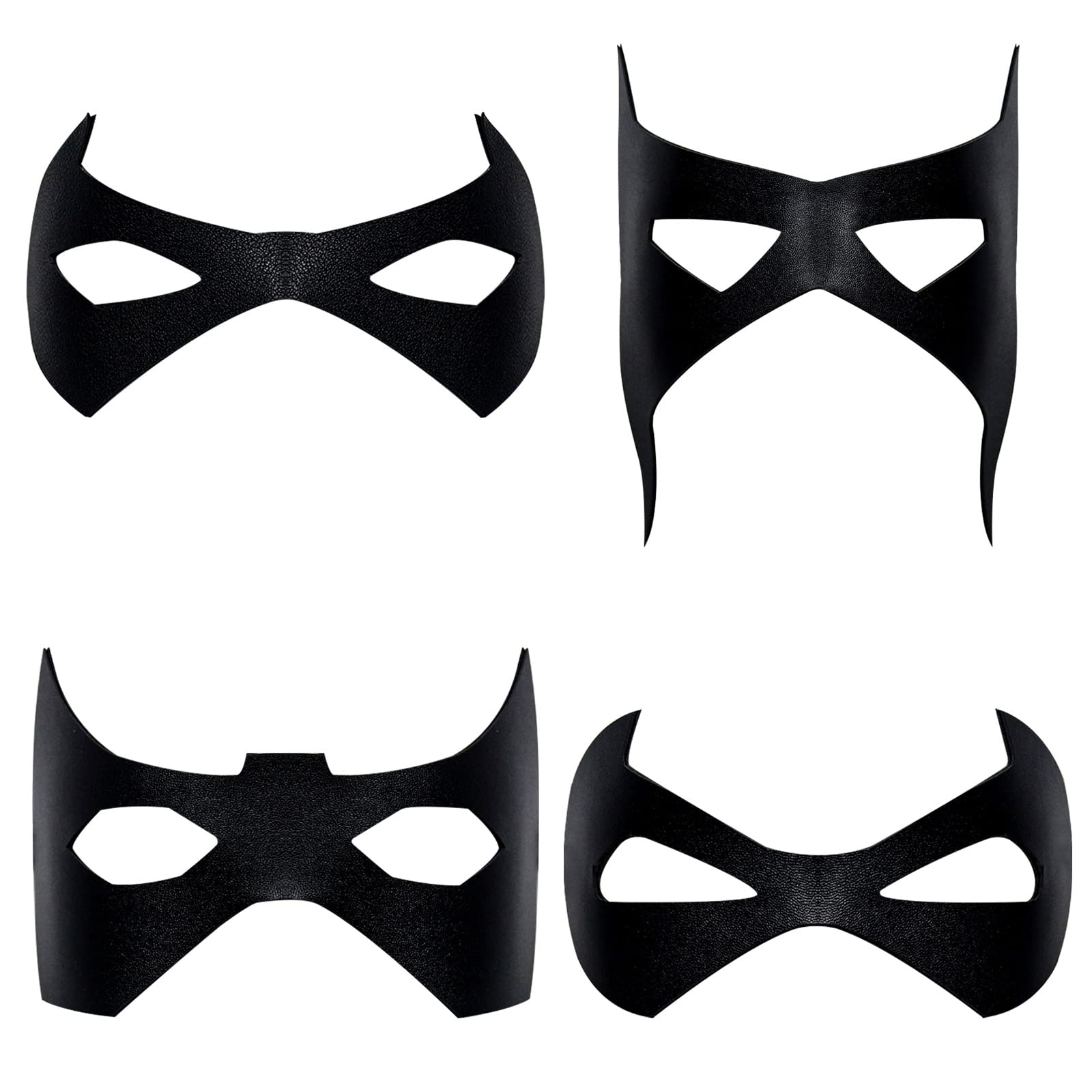 SINSEN 4 PCS Black Bat Eye Mask Man Leather Superhero Eyemask Domino Robber Costume Props Halloween Masquerade Party Accessory For Adults