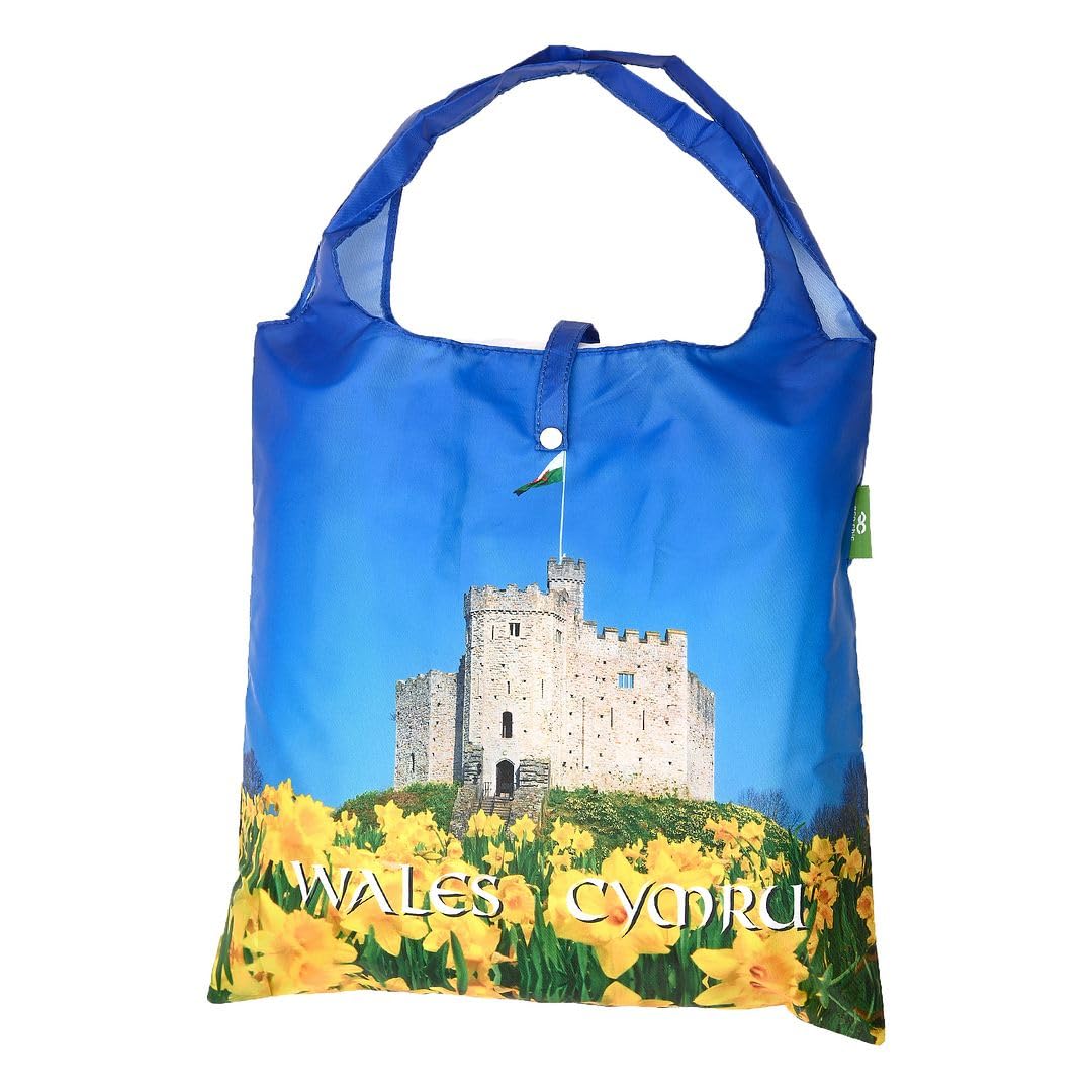 ECO CHIC Lightweight Foldable Reusable Shopping Bag Water Resistant Tote Bag (Tourist Collection Wales) — image 1