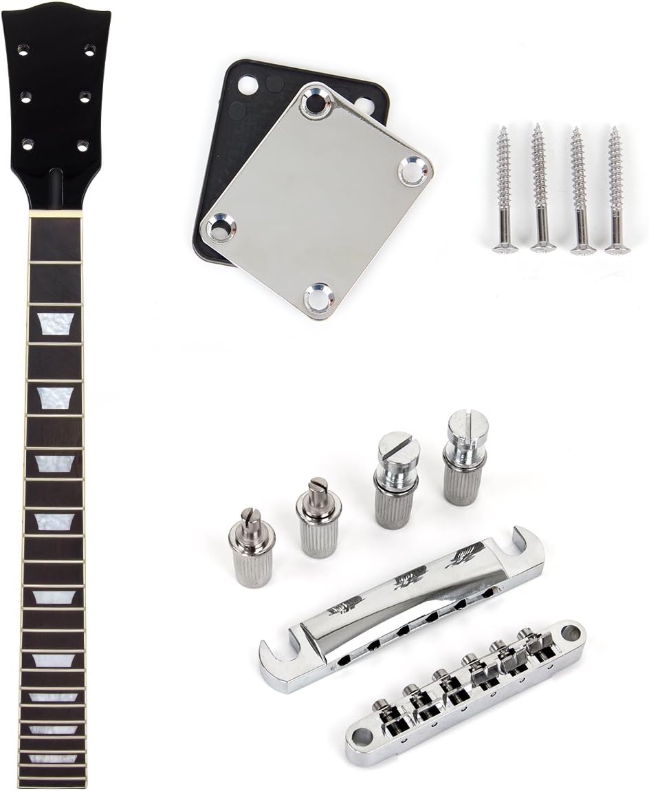 Guitar Neck 22 Fret With White Tune-o-matic Bridge Tailpiece Neck Plate For Electric Guitar Parts Replacement