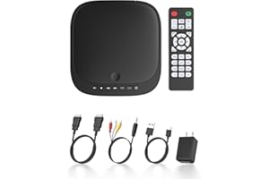 FELEMAN Mini DVD Player with HDMI, Small DVD Player That Plays All Regions and Formats, DVD CD Players for TV Support 1080P Video, AV Output, USB/TF Card Input, Remote Control (116BLACK)
