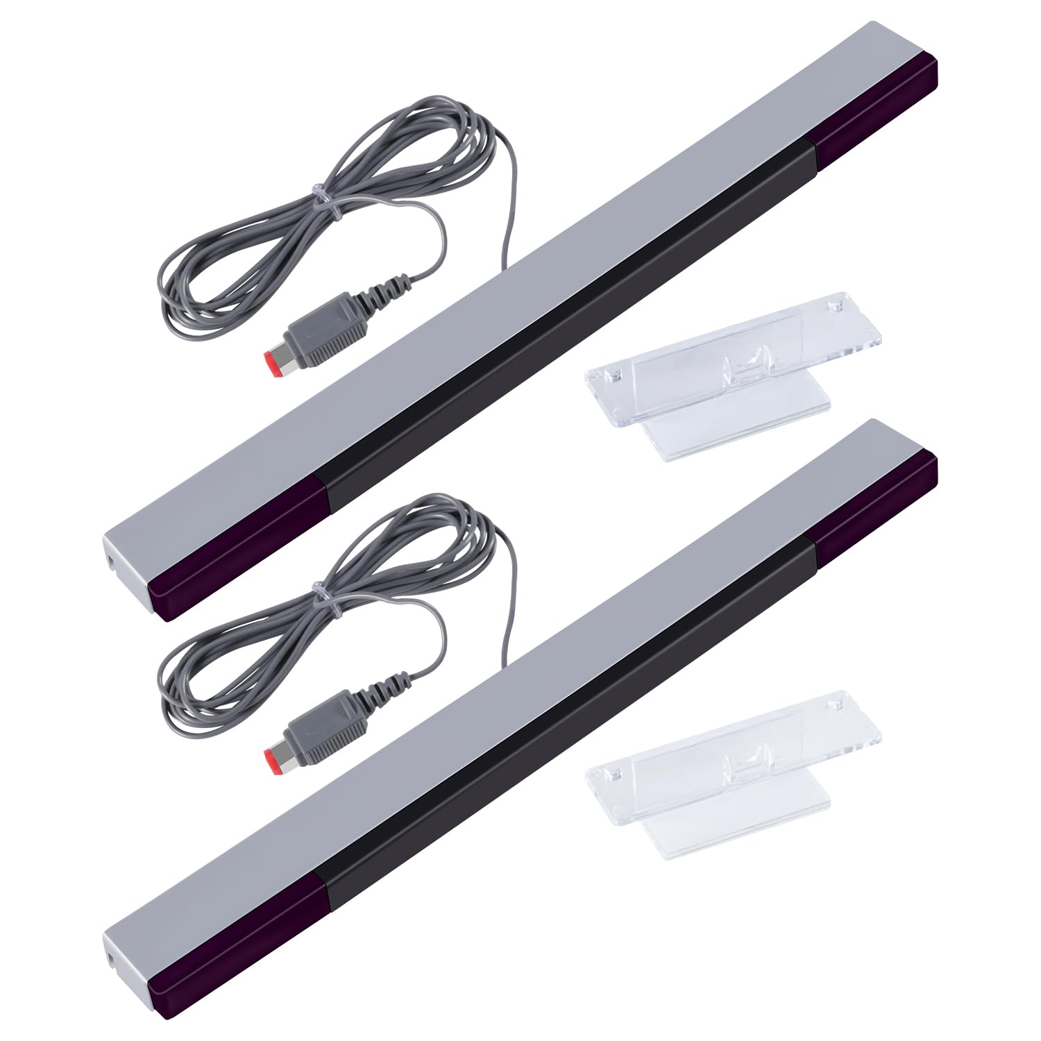 Aokin Sensor Bar for Wii, Replacement Wired Infrared Ray Sensor Bar for Nintendo Wii and Wii U Console, Includes Clear Stand, 2 Pcs