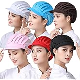 6 Pieces Chef Hats Elastic Mesh Visors Kitchen Cooking Hair Nets Food Service Caps for Women Men