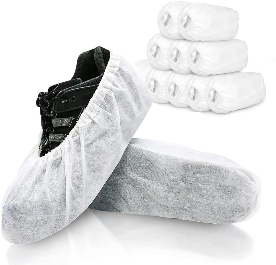 Disposable Shoe Covers, 100 Packs (50 Pairs) Boot Covers Non-Slip Shoe Covers for Indoor Shoe Protector Medical Boot Cover Rain Shoes Sneaker Bottom Protector Shoe Cover