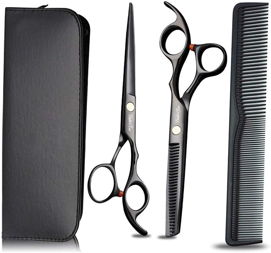 CARLAMPCR Professional Hair Scissors Kit, Stainless Steel Hair Cutting Thinning Scissors Barber Shears Hairdressing Tool Set for Home, Salon, Barbers