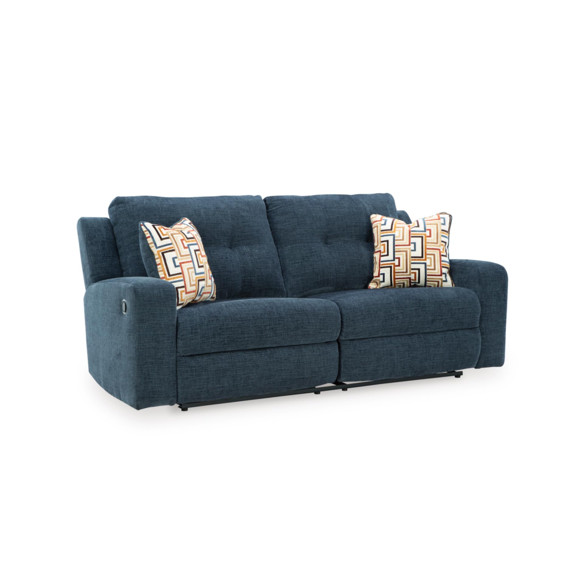 Photo 1 of **SCRAPE DAMAGE ON CORNER**Signature Design by Ashley Danum Modern Manual Pull Tab Reclining Sofa with Tufed Back Cushion, Blue