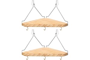 ONSOGI Fabric Wall Cubicle Corner Shelf with Hooks for Work Decor, Wooden Cubicle Organizer Storage Shelf with Hangers Cubicle Accessories for Women Men Desk, 2 Pack
