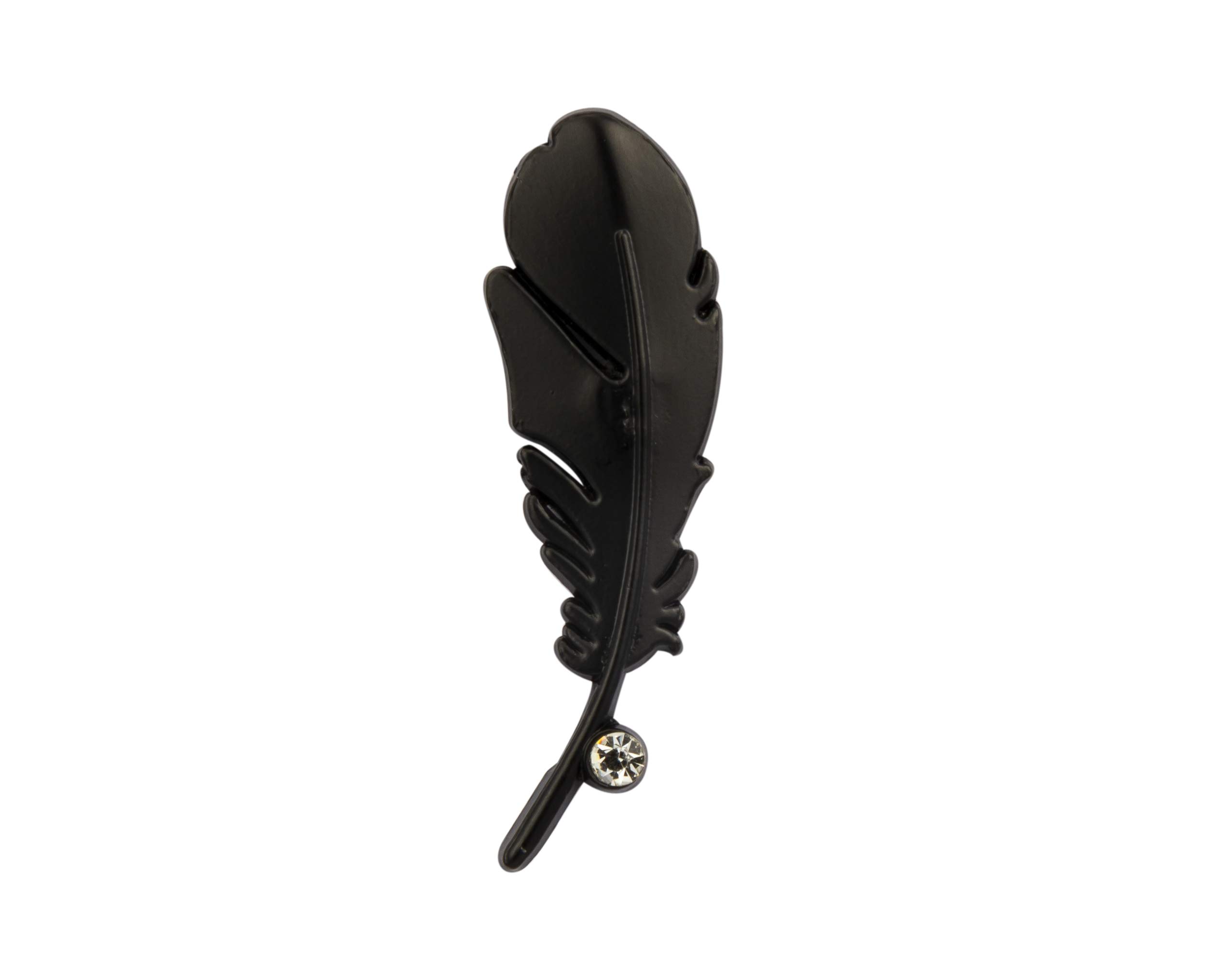 Knighthood Black Metal Feather Leaf Lapel/Tie Pin Shirt Lapel Pin Badge Coat Suit Wedding Gift Party Shirt Collar Accessories Brooch for Men