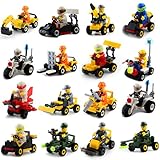 Buildable Vehicles with Minifigures Set of 16,Building Toy for Party Supplies,Birthday Favors for Kids,Gifts