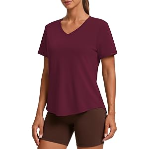 PINSPARK V Neck Workout Tops for Women Short Sleeve Quick Dry Shirts | UPF 50+,Moisture-wicking,Lightweight,Regular Fit,Tagle