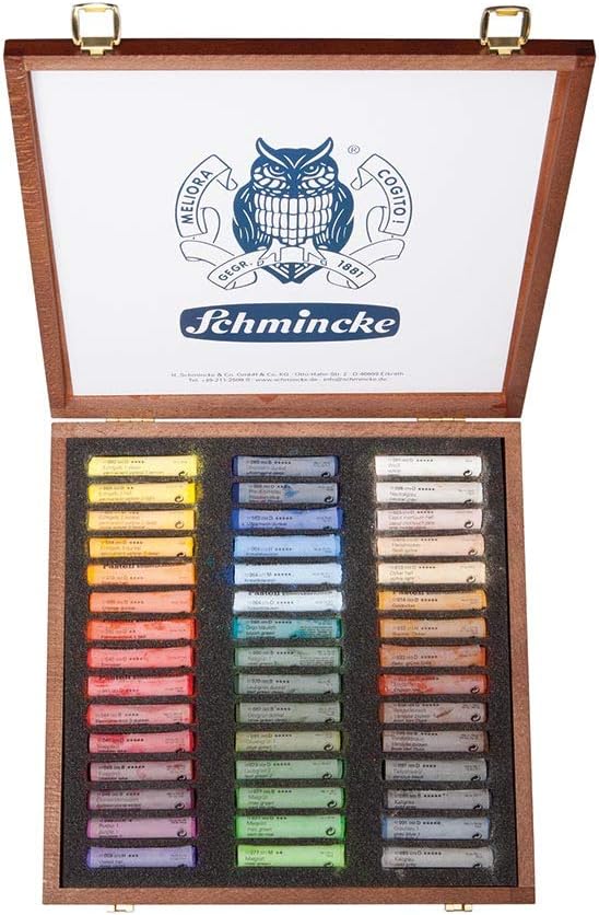 Schmincke, Pastel, 45 colours, multi-purpose, 77 245 097, wooden box with 45 pastel pencils, handmade pastels, brilliant