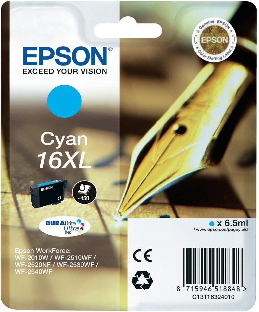 Epson 16XL Ink Cyan high Capacity 6.5 ml 450 Pages 1 Pack Blister Without Alarm