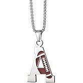 EZUY GNAY Letter Football Stainless Steel Football Necklace Player Number Pendant Silver Athlete LetterJewelry