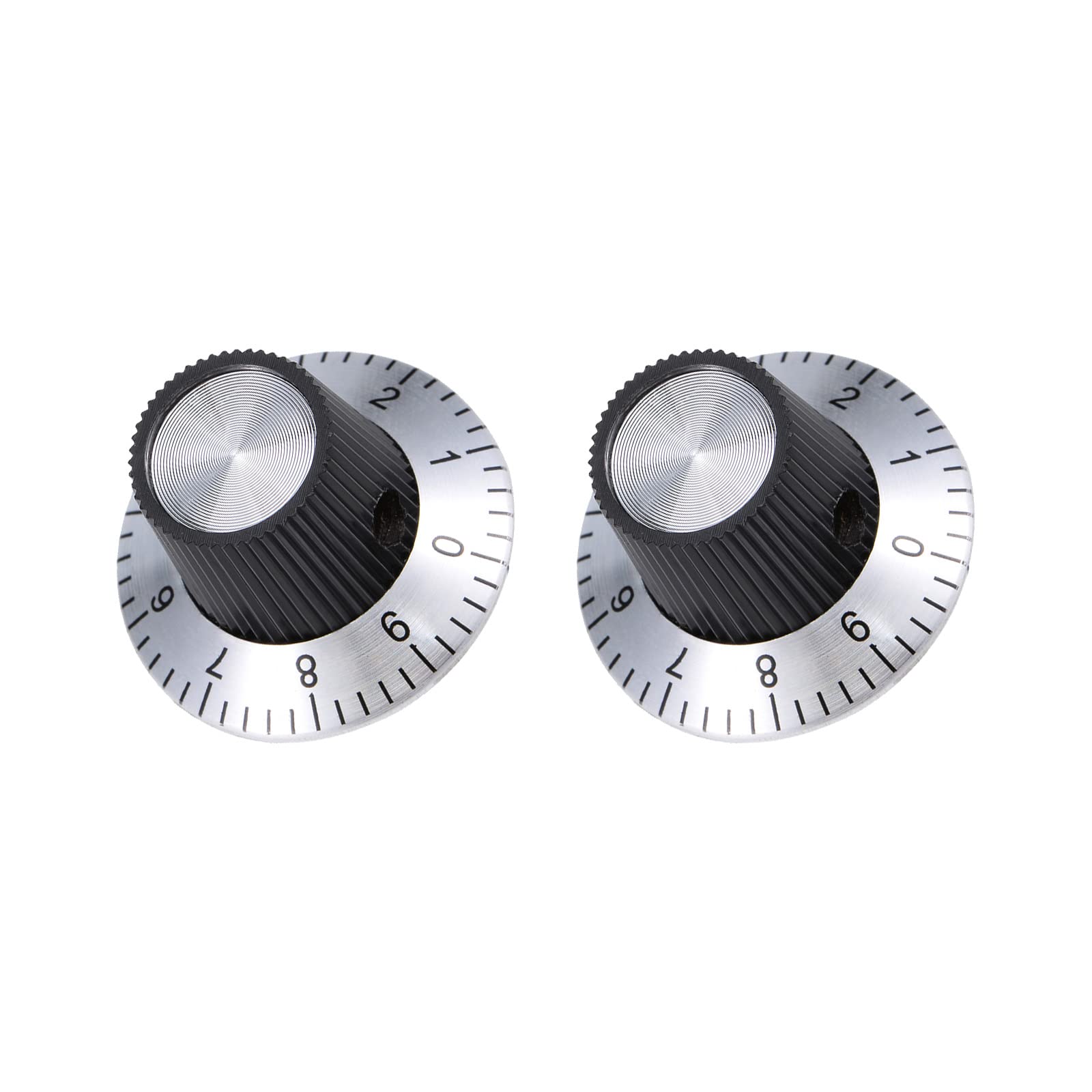 Rebower Potentiometer Volume Control Rotary Top Switch Knob, [for Audio Device] - 29x18mm/ Black Silver Tone/ 2Pcs