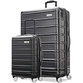 Samsonite Omni 2 Hardside 2 Piece Set - Includes Global Carry-On &amp; Large Checked Suitcases - 360&deg; Dual Spinner Wheels - Integrated TSA Lock &amp; Expansion - Amazon Exclusive - Midnight Black