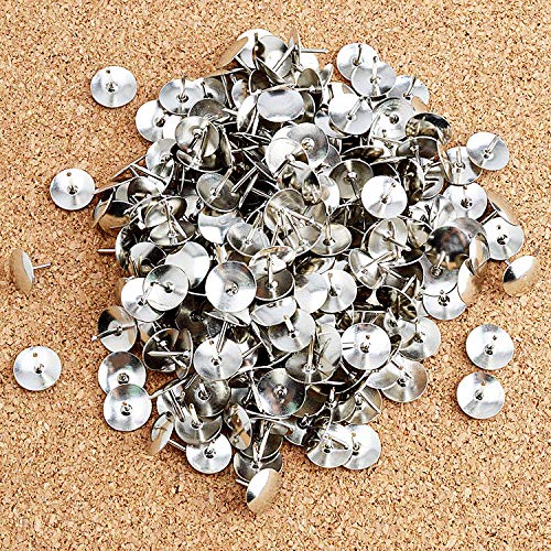 MROCO Push Pins Thumb Tacks, Steel Thumbtacks Sliver Thumb Tack flat Head Push Pin, Office Thumbtack Clear Push Pins for Cork Board for Home, School, Sharp Steel Points 3/8 Inch Head, Box of 300