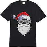 Funny Hipster Santa Face with Hat Beard & Glasses Christmas Comfort Colors Adult Heavyweight T-Shirt
