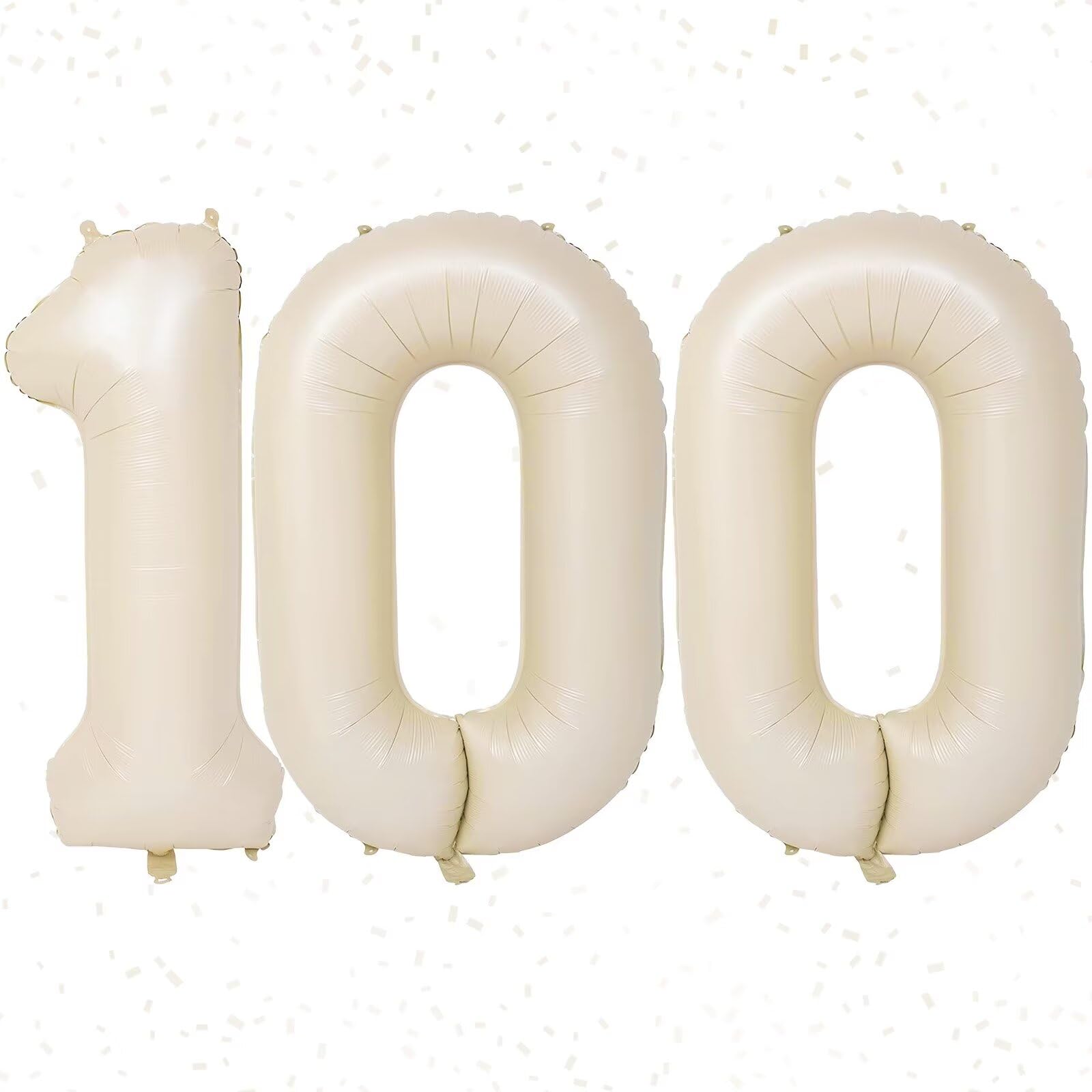 KAINSY 2pcs 40 Inch Beige Number 100 Balloons, Self Inflating, Large Foil Mylar Helium Cream Digital Balloons for Anniversary Party Decorations
