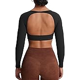 Aoxjox Workout Long Sleeve Crop Tops for Women Clarissa Backless Gym Cropped T Shirt Top