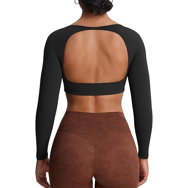 Amazon.com: Aoxjox Long Sleeve Crop Tops for Women Emma Twist Back