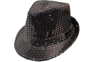 Ankelesz Sequin Hat for Man and Women,Western Sequin Fedora Hat Bling Dance Hats